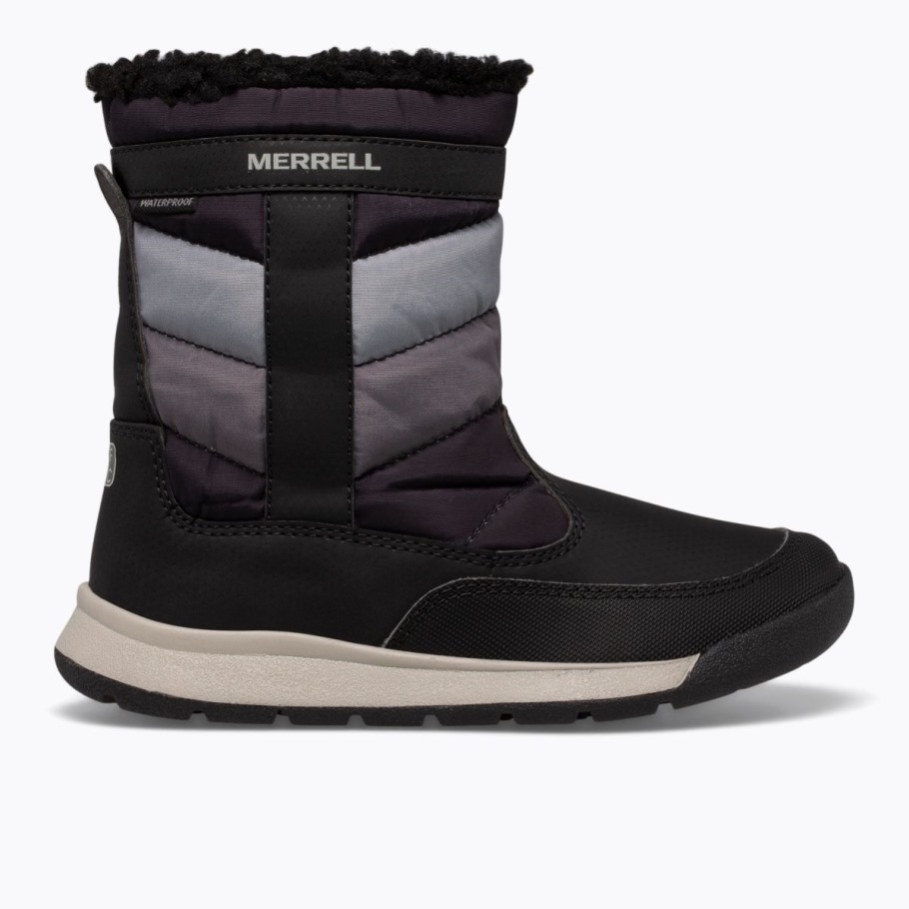 ビッグ キッズ アルパイン パファー ウォータープルーフ ブーツ メレル ブラック グレー