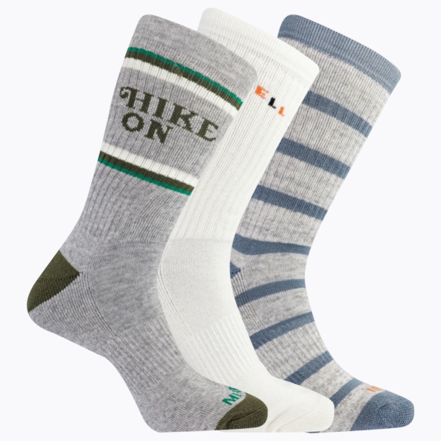 デイ ハイカー ウール クッション クルー ソックス 3 足パック メレル オリーブ アソート