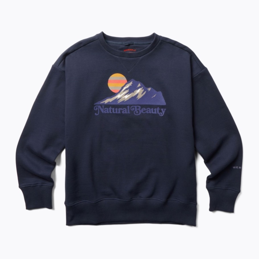 レディース ナチュラルビューティー クルーネック フリース ネイビー メレル