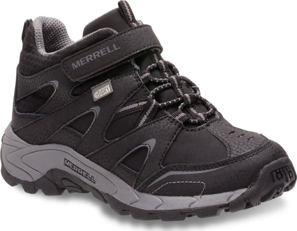 メレル ビッグ キッズ ライト テック レザー クイック クローズ ウォータープルーフ ブラック